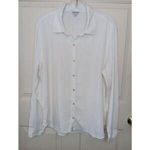Orvis Women's Linen Blend Long Sleeve Roll Tab Button Up Shirt Size Large